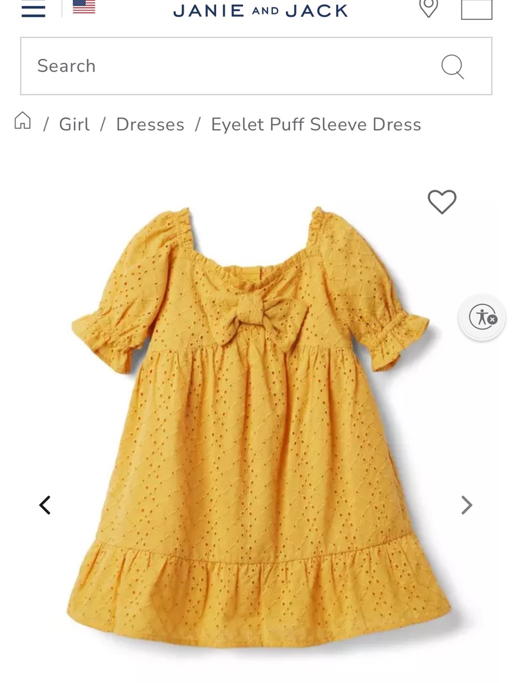 Janie and Jack Sunny Yellow Eyelet Bow Dress